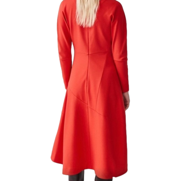 COS Red Asymmetrical Midi Dress Long Sleeve Festive Christmas Primary Red Size 6 - Picture 2 of 13